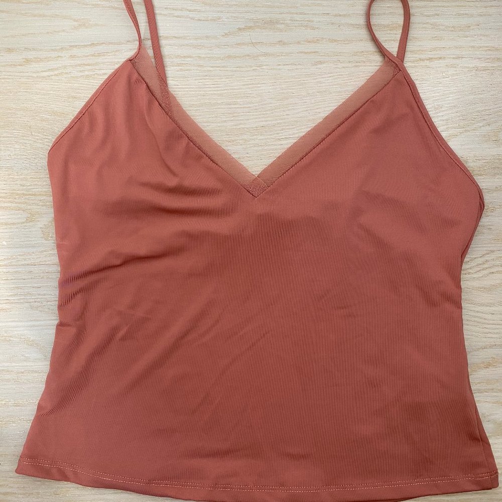 Zara Pink Crop Tank with Mesh Detail Size L